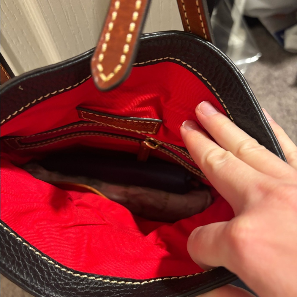 Dooney & Bourke Black Leather Crossbody with Brown Trim - Picture 3 of 3